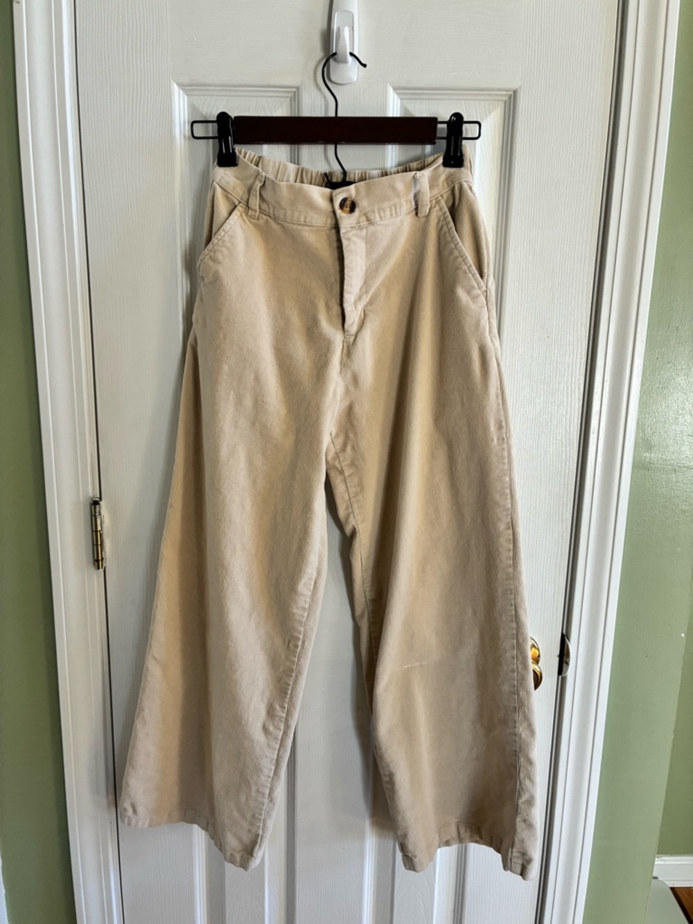 Andy & Evan Women's Wide-Leg Corduroy Pants in Light Beige